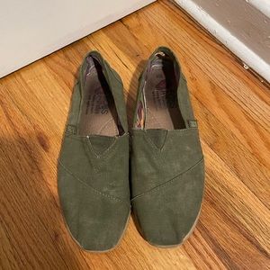 Green canvas slip on shoes